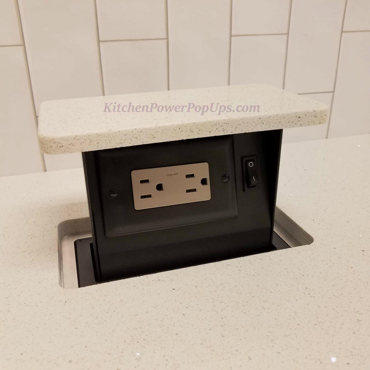 Hide your power in your kitchen with this pop up outlet box. Match your