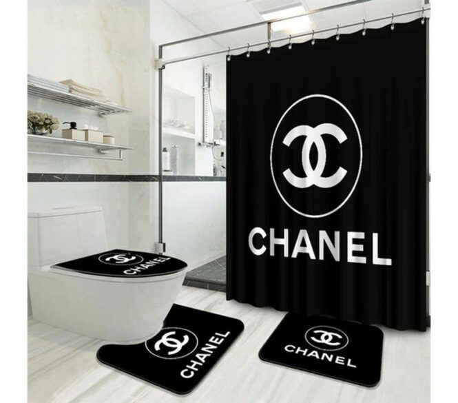 Chanel Signature Logo In Basic Black Background Bathroom Accessories
