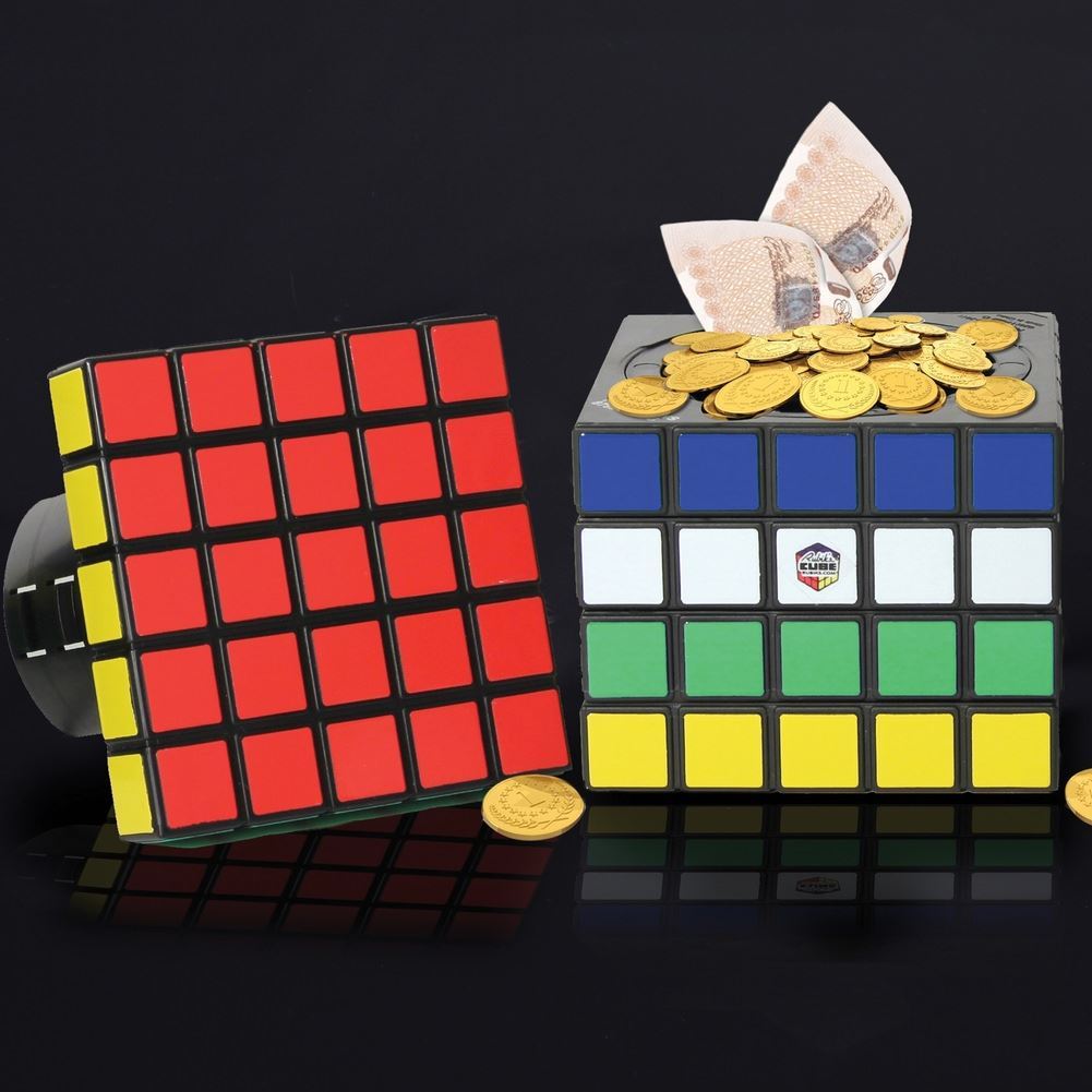 Official Rubik's Cube Safe Puzzle Money Bank Storage Box Secret