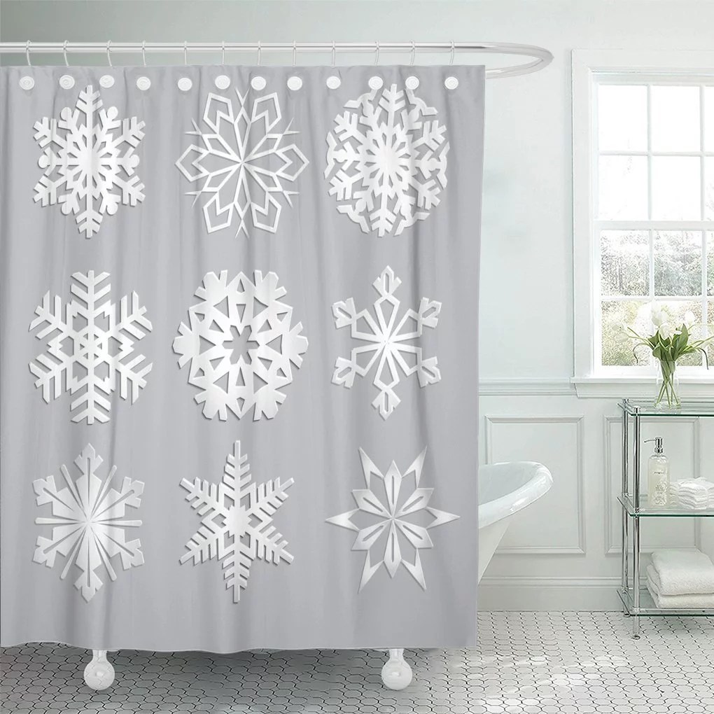 KSADK White Abstract of Snowflakes Fine Winter Collection Beautiful