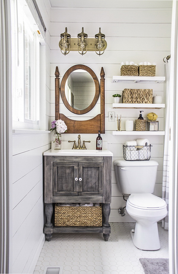 20+ Amazing Farmhouse Bathrooms with Rustic Warm For Creative Juice