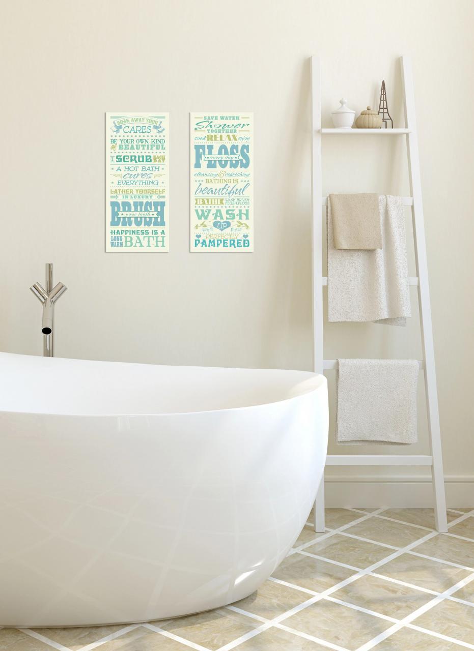Gango Home Decor Bath & Shower Rules Typography Bathroom Wall Art; Two