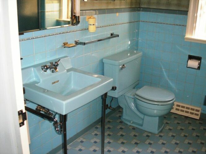 Cerulean blue bathroom. Blue bathroom tile, Bathroom renovation
