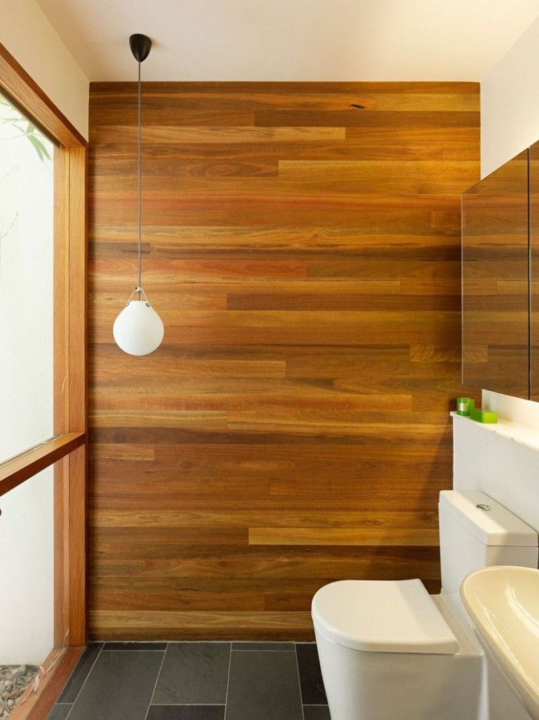 Wood Panel Wall In Bathroom Minimalis, Benjamin moore