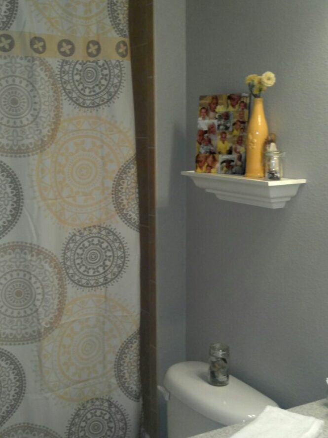 beautiful yellow and gray bathroom Today Is... we are redoing every