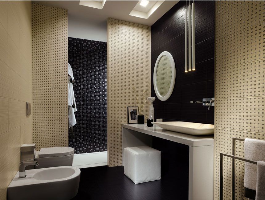 Beautiful Affordable Tiles Black and Cream Bathroom Tiles by Tiles.ie