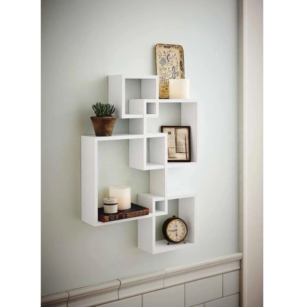 Zimtown Set of 4 Decorative Wood Floating Wall Shelf Display Home