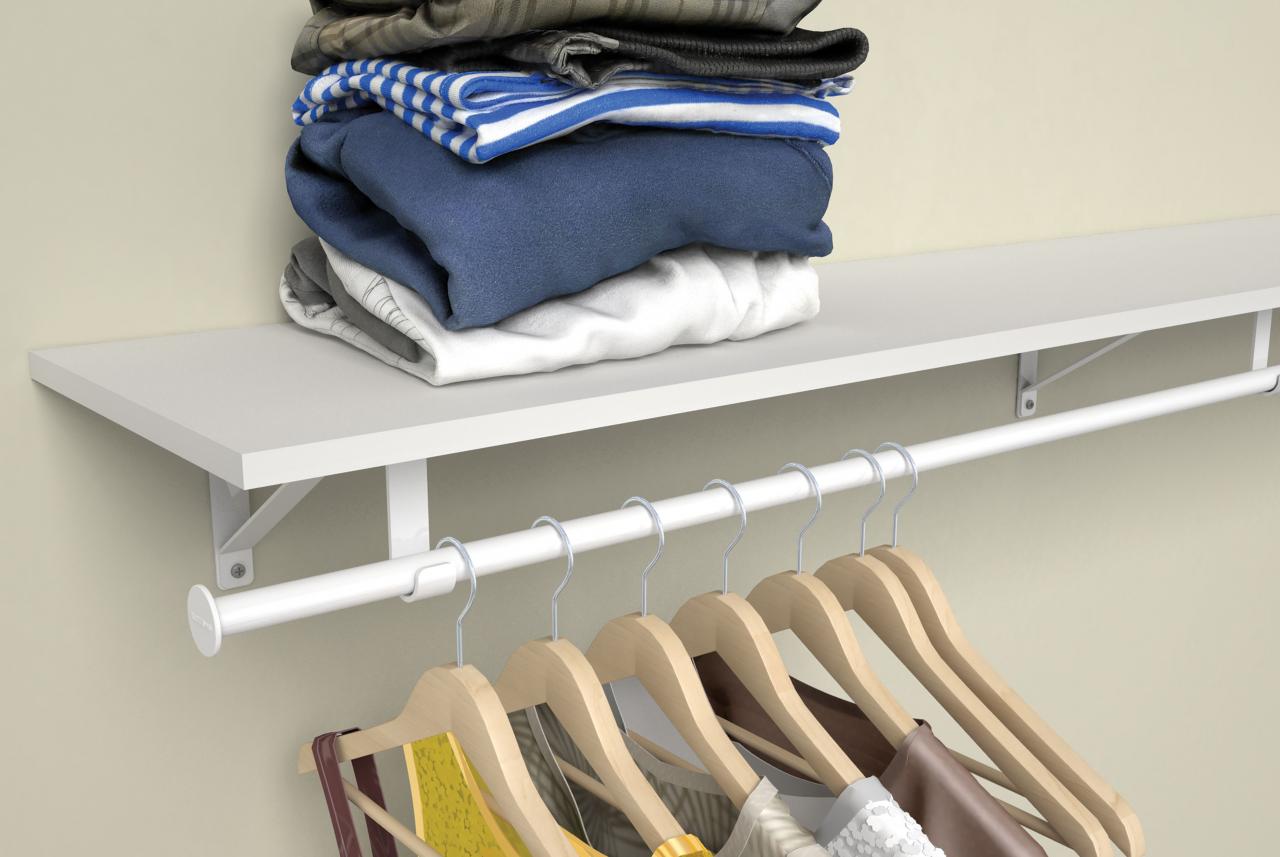 Closetmaid Adjustable 34ft Hanging Closet Rod Wood Shelf Accessory Kit