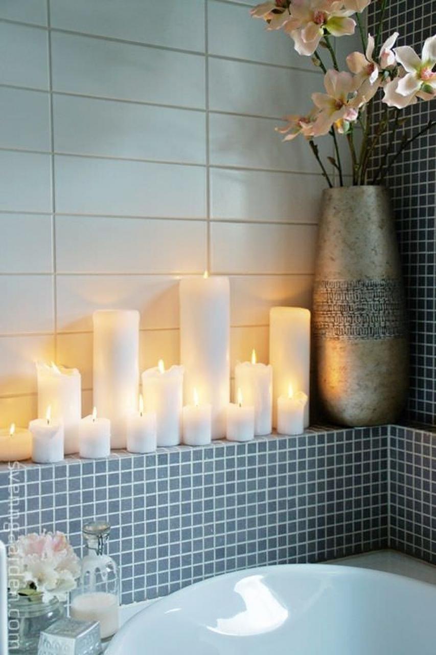 Impressive 46 Stunning Spa Bathroom Decorating Ideas Bathroom candles