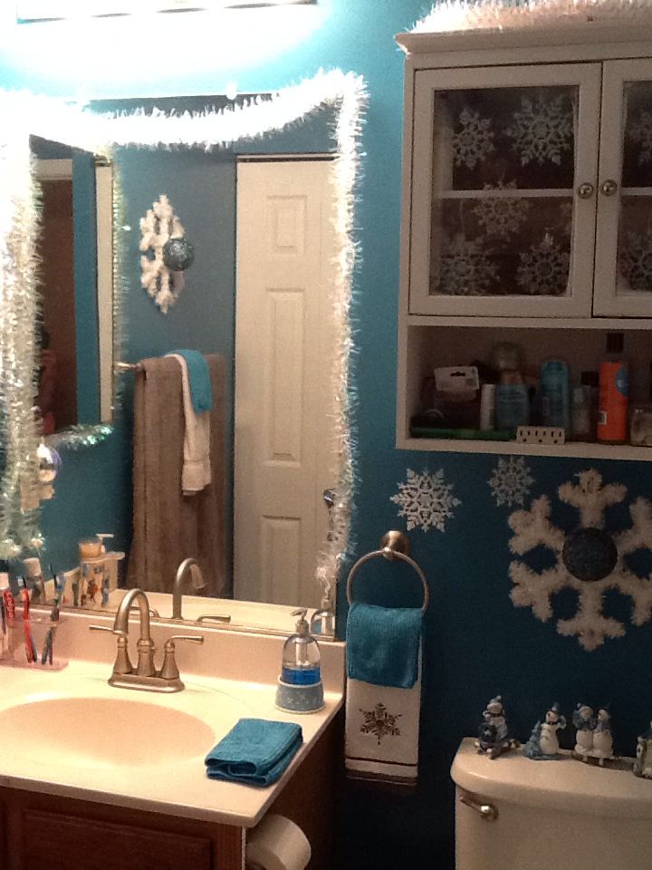 FROZEN Winter Wonderland Bathroom for the holidays. Easy to do