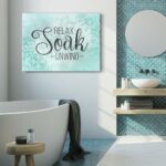 Bathroom Wall Art Relax Soak Unwind V2 (Wood Frame Ready To Hang) in