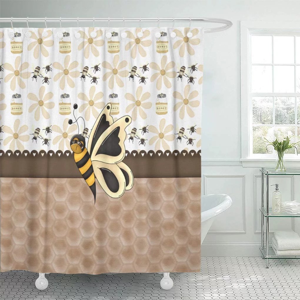 CYNLON Brown Bees Honey Bee Encounter Pots Comb Queen Boarder Bathroom