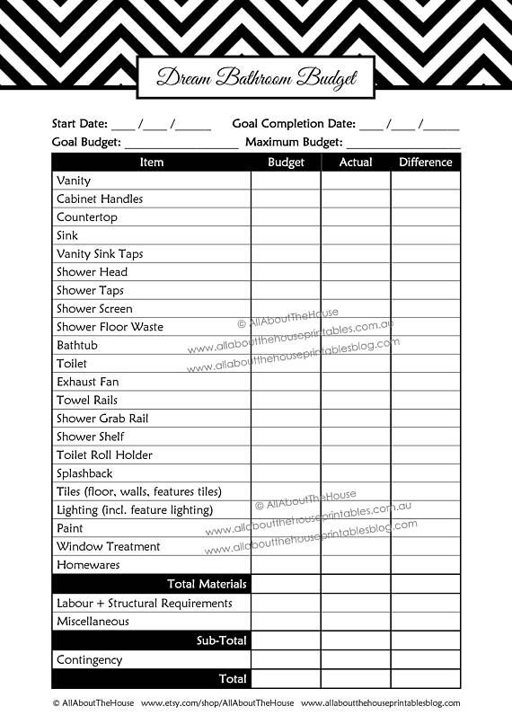Printable Bathroom Remodel Checklist Pdf
