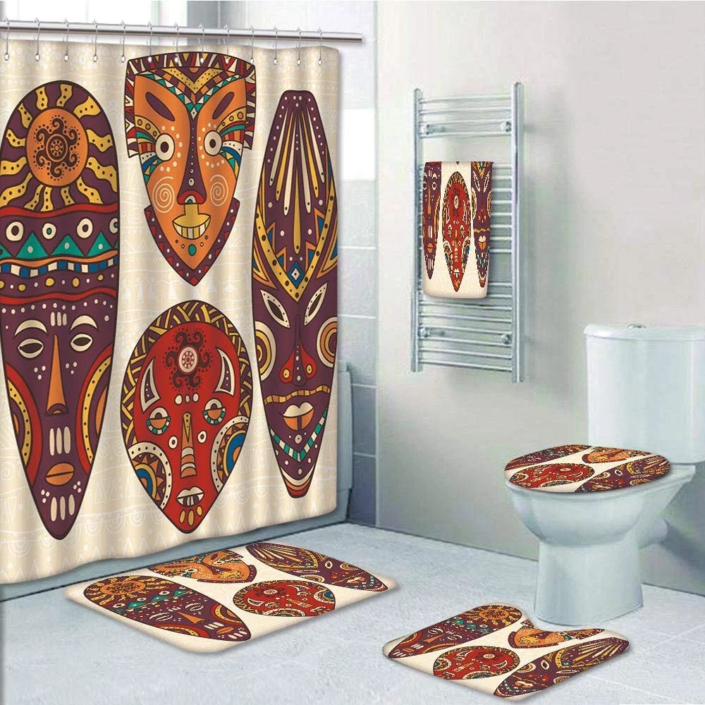 PRTAU Decorative Mask African Aborigine Cultural Ethnic 5 Piece