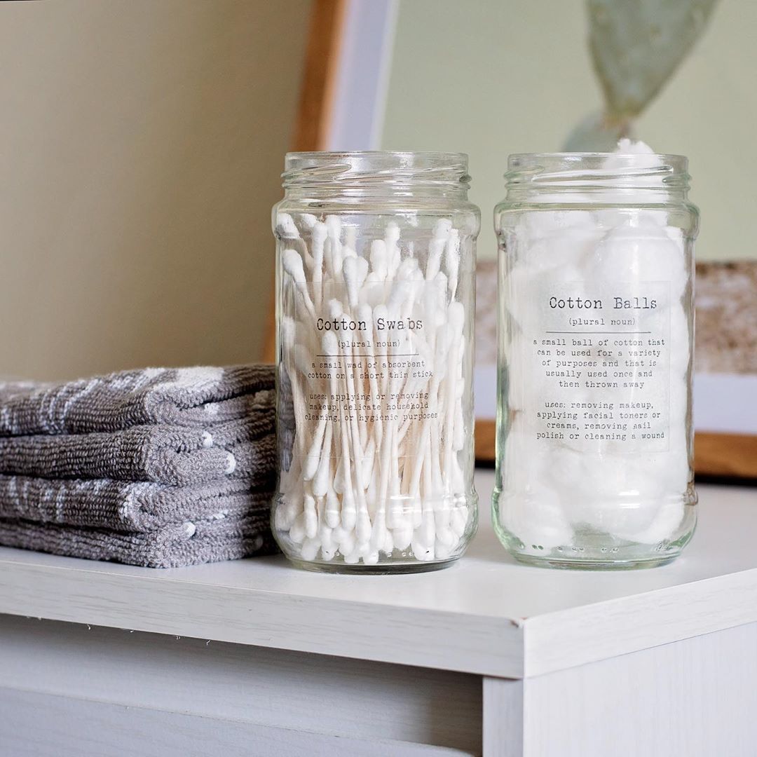 I made these easy DIY bathroom storage containers for cotton balls and