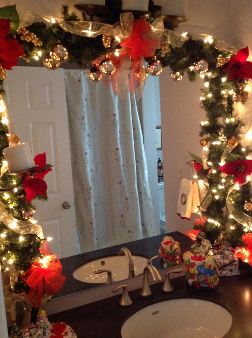 How To Decorate A Bathroom Mirror For Christmas Bathroom Poster