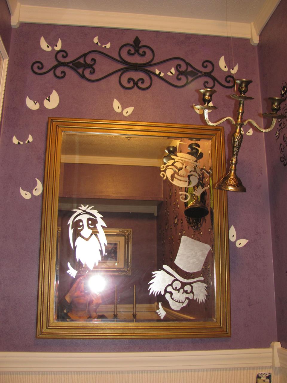 My Haunted Mansion Bathroom. I frosted ghosts onto the mirror, they're