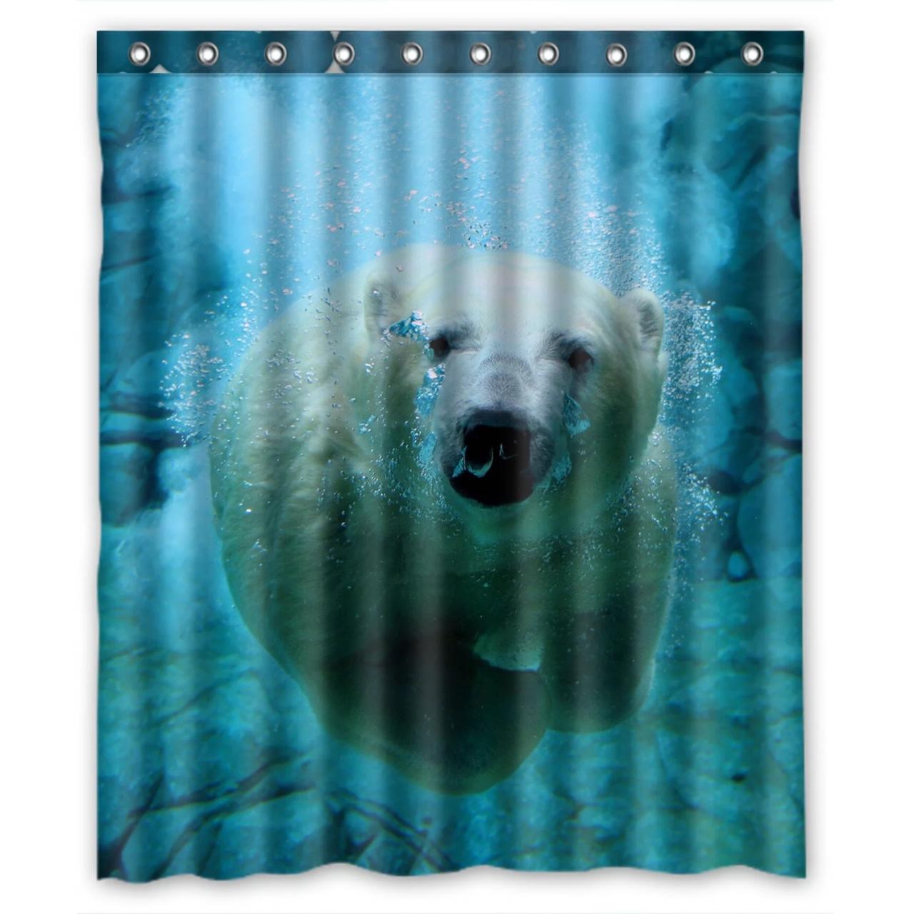 ZKGK Polar Bears Waterproof Shower Curtain Bathroom Decor Sets with