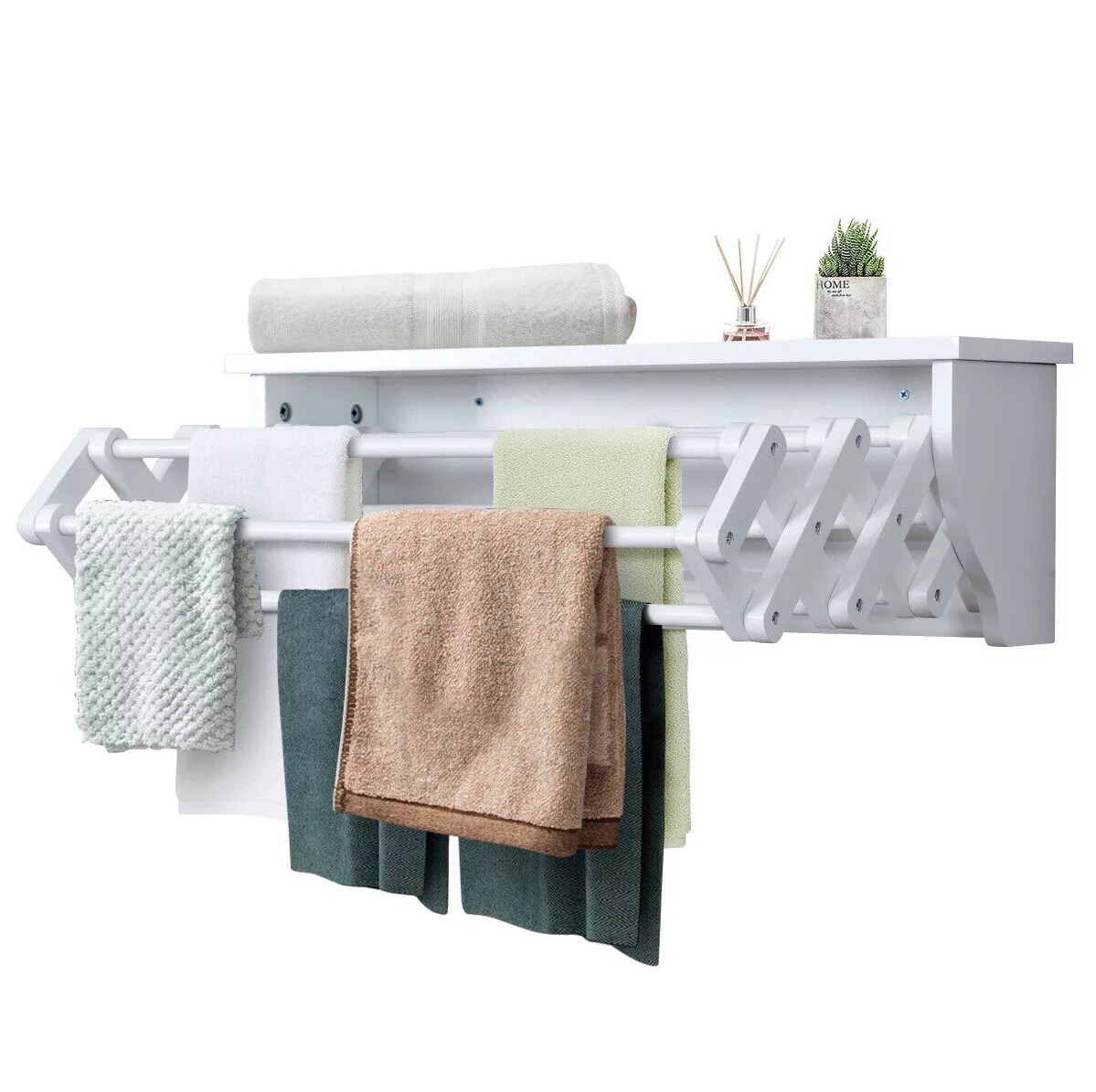 WallMounted Drying Rack Folding Clothes Towel Laundry Room Storage