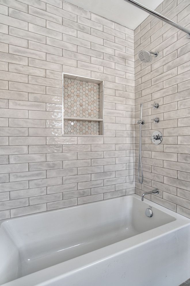 Bathtub/Shower Combo with Tiled Niche Modern Bathroom New York
