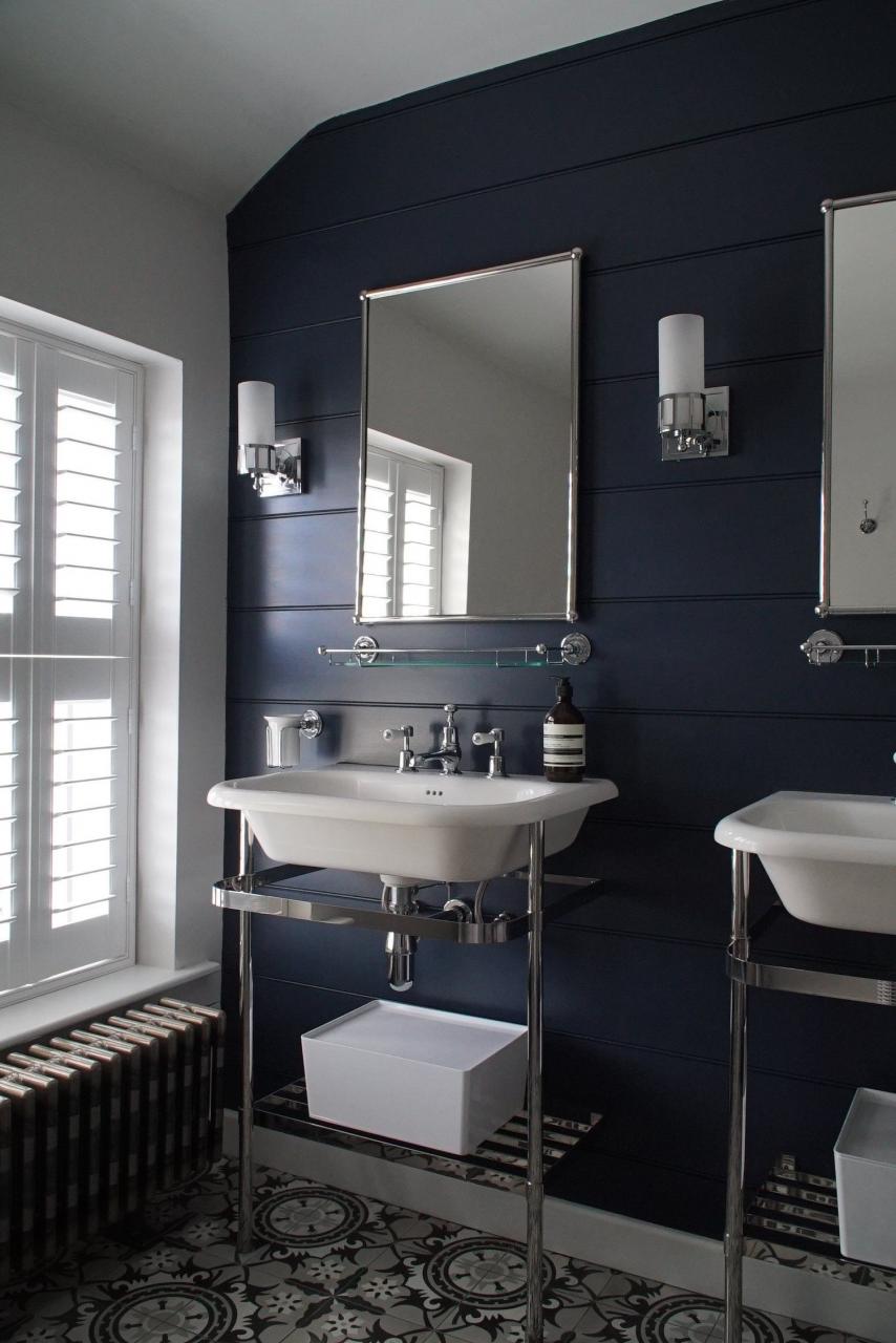 Projects — alexandralaughland Dark blue bathrooms, Blue bathroom