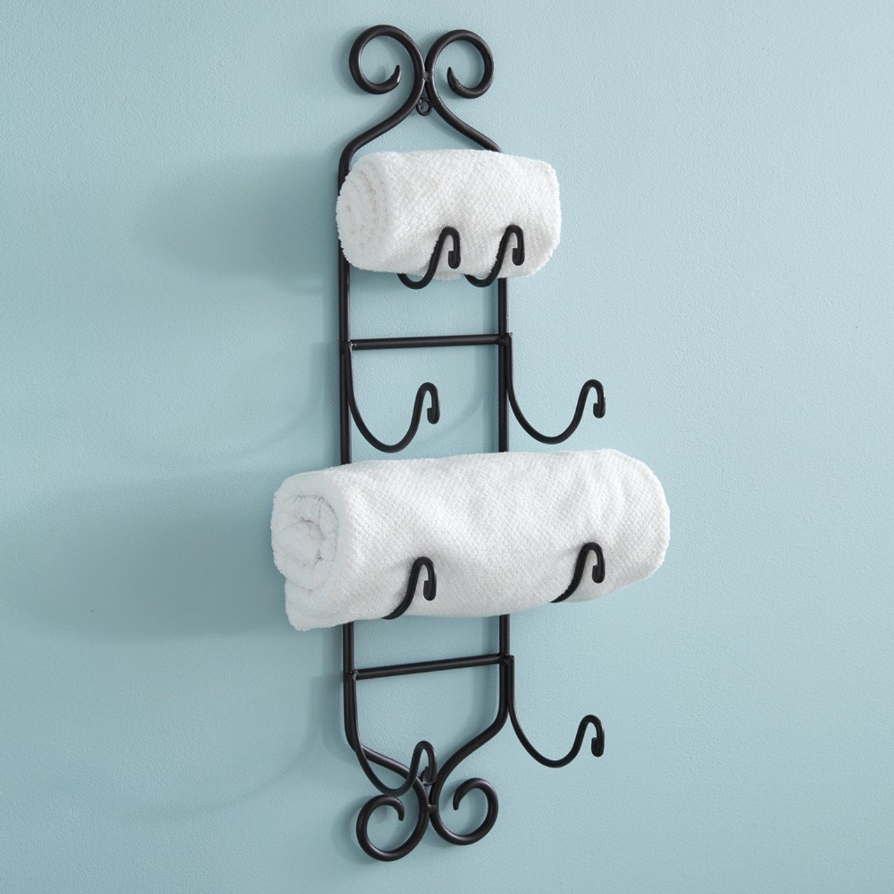 Small Black Adirondack Metal Wall Towel Rack Towel Holder Bathroom