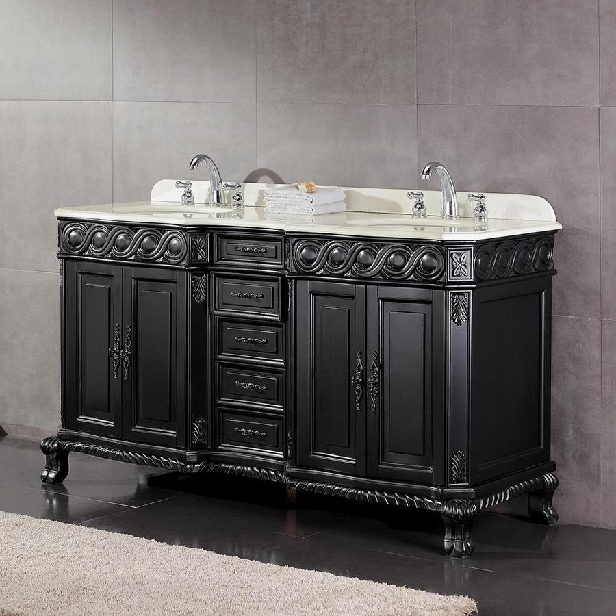 OVE Decors Trent 60in Antique Black Undermount Double Sink Bathroom
