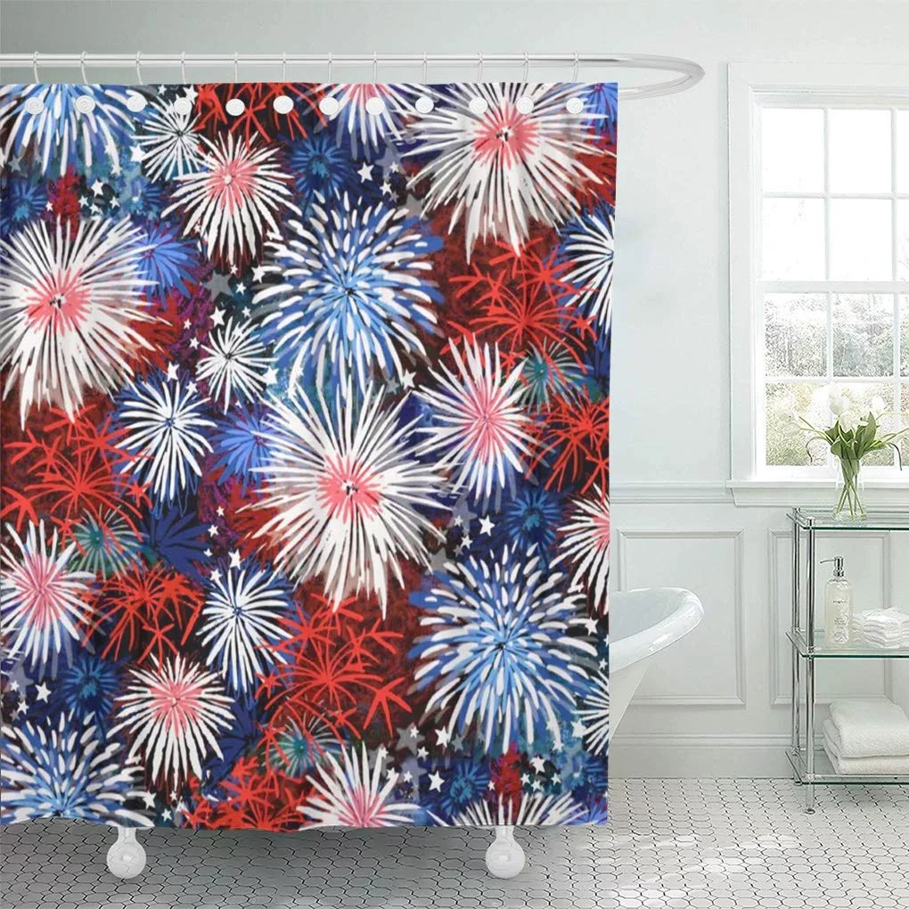 CYNLON Home Fireworks Red White and Blue Patriotic Symbolic Stars