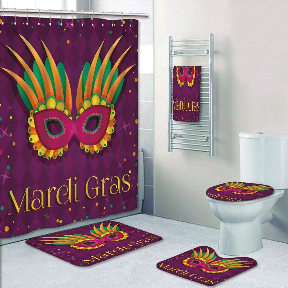 PRTAU Mardi Gras Festival Mask on Backdrop with Stars Colorful Dots 5