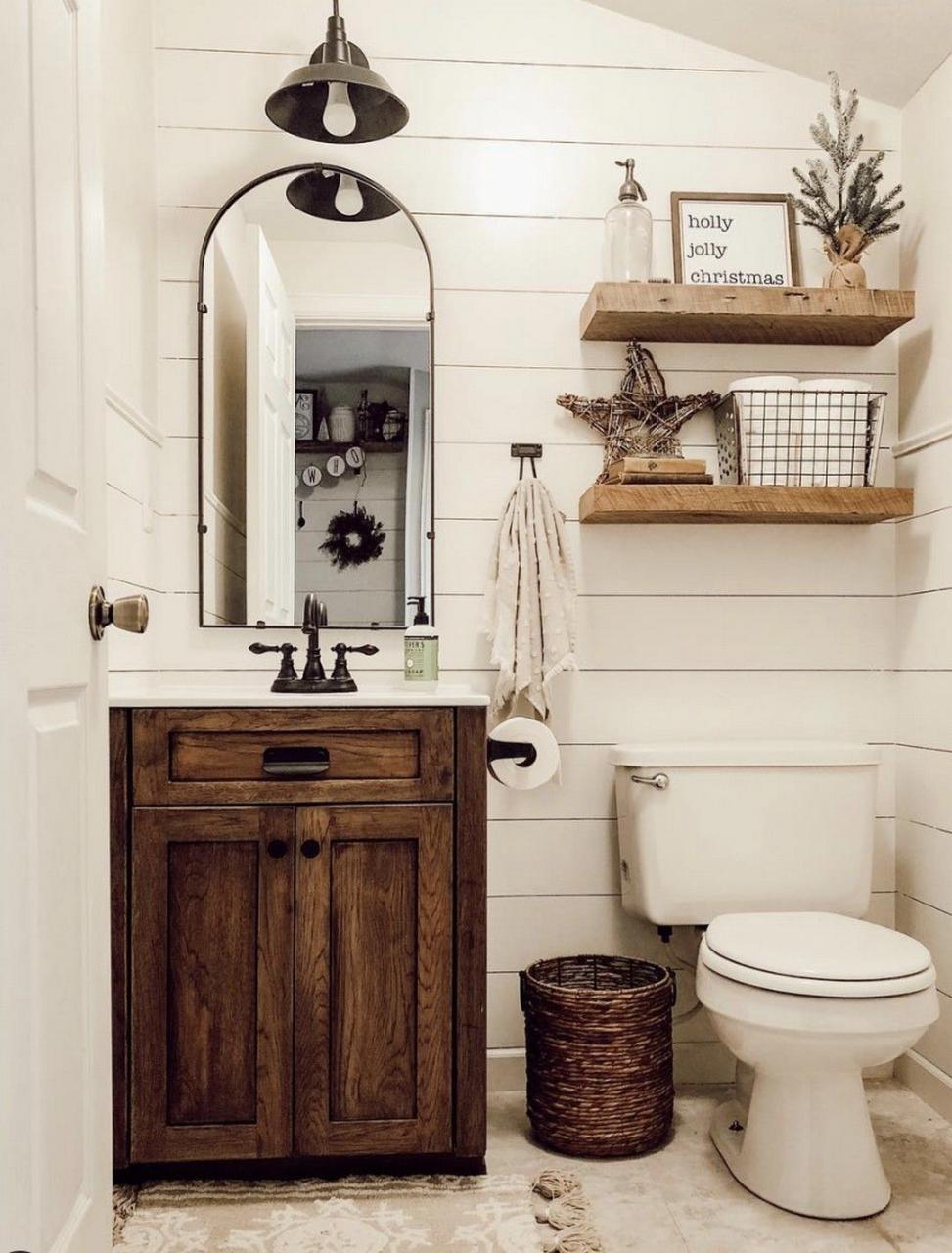 91 Relax Rustic Farmhouse Bathroom Design Ideas in 2020 Rustic