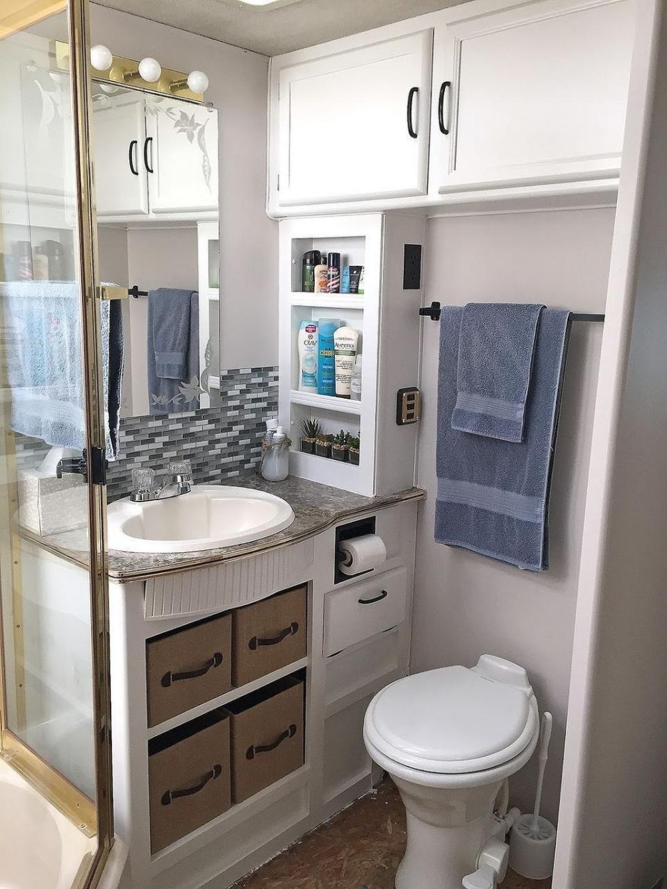 45 Totally Inspiring Rv Bathroom Remodel Organization Ideas Toilet