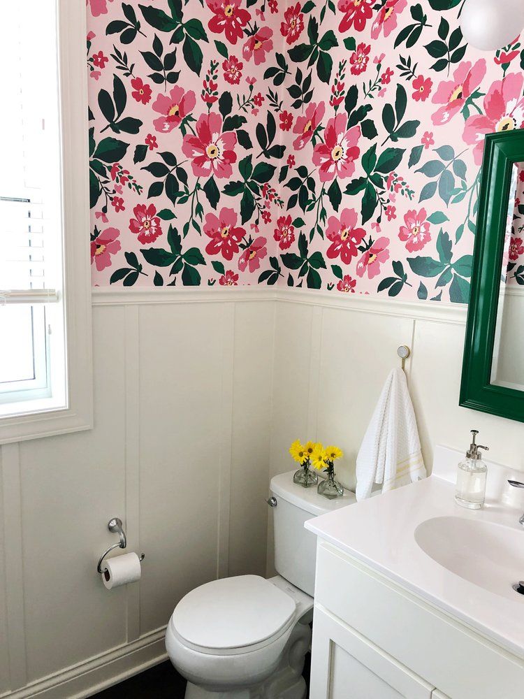 Bathroom Makeover Final Reveal! With Custom Wallpaper in Pink and