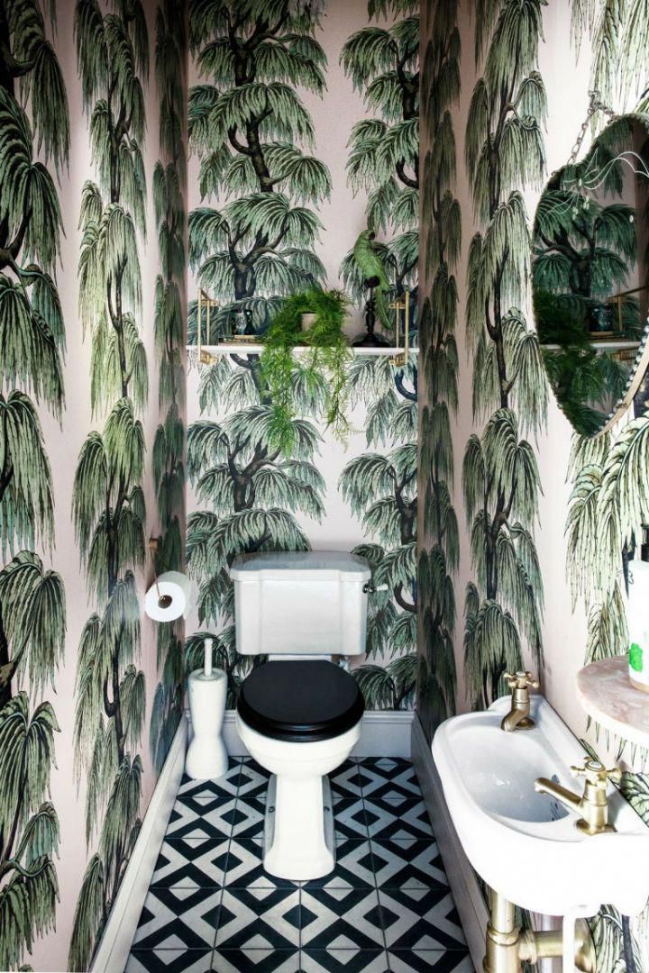 Botanical Bathroom Bathroom wallpaper, Tropical bathroom, Small
