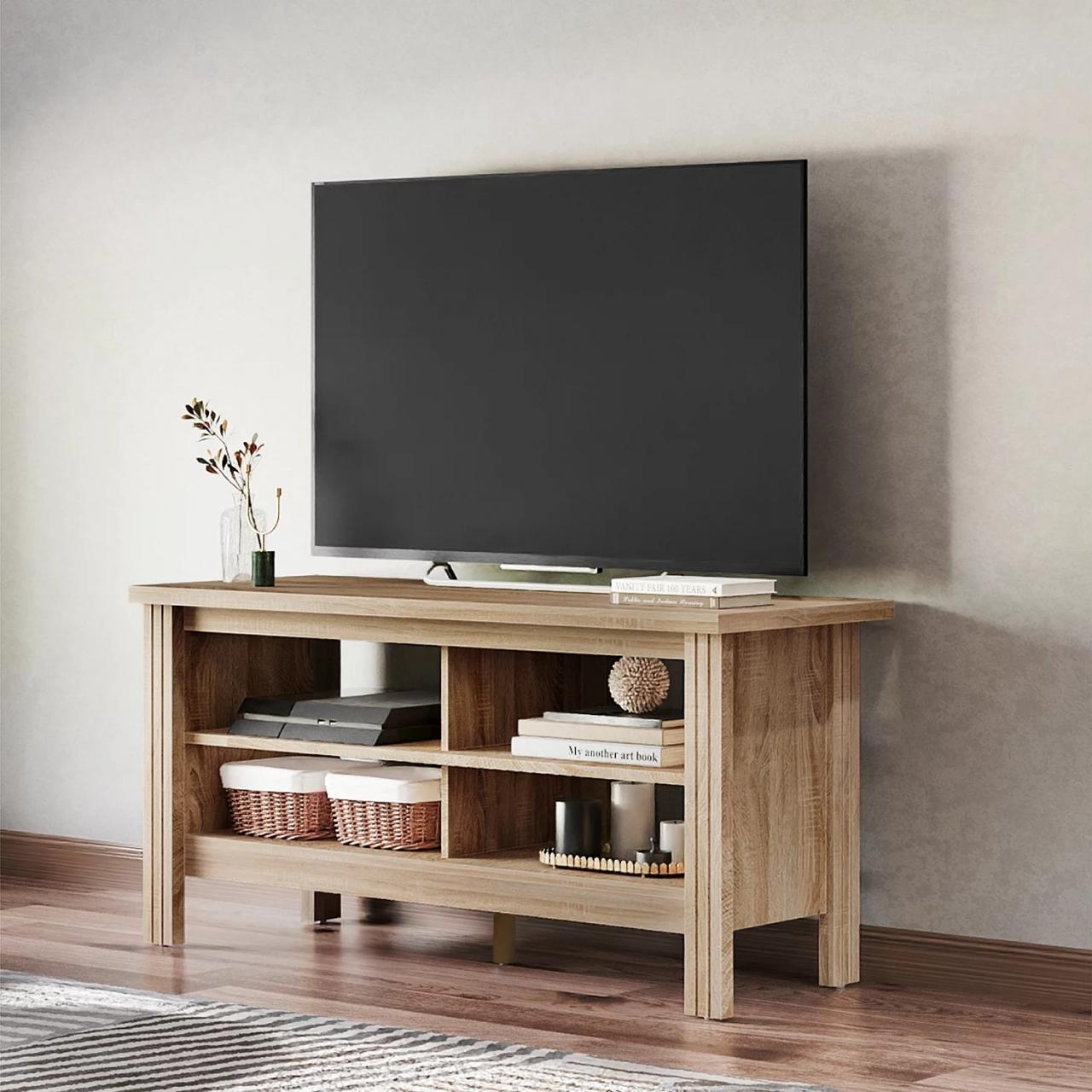 Farmhouse TV Stands for 55 inch TV Wood Media Console Storage