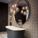 Riad Clear Globe Pendant Cluster, Five Light Best bathroom lighting
