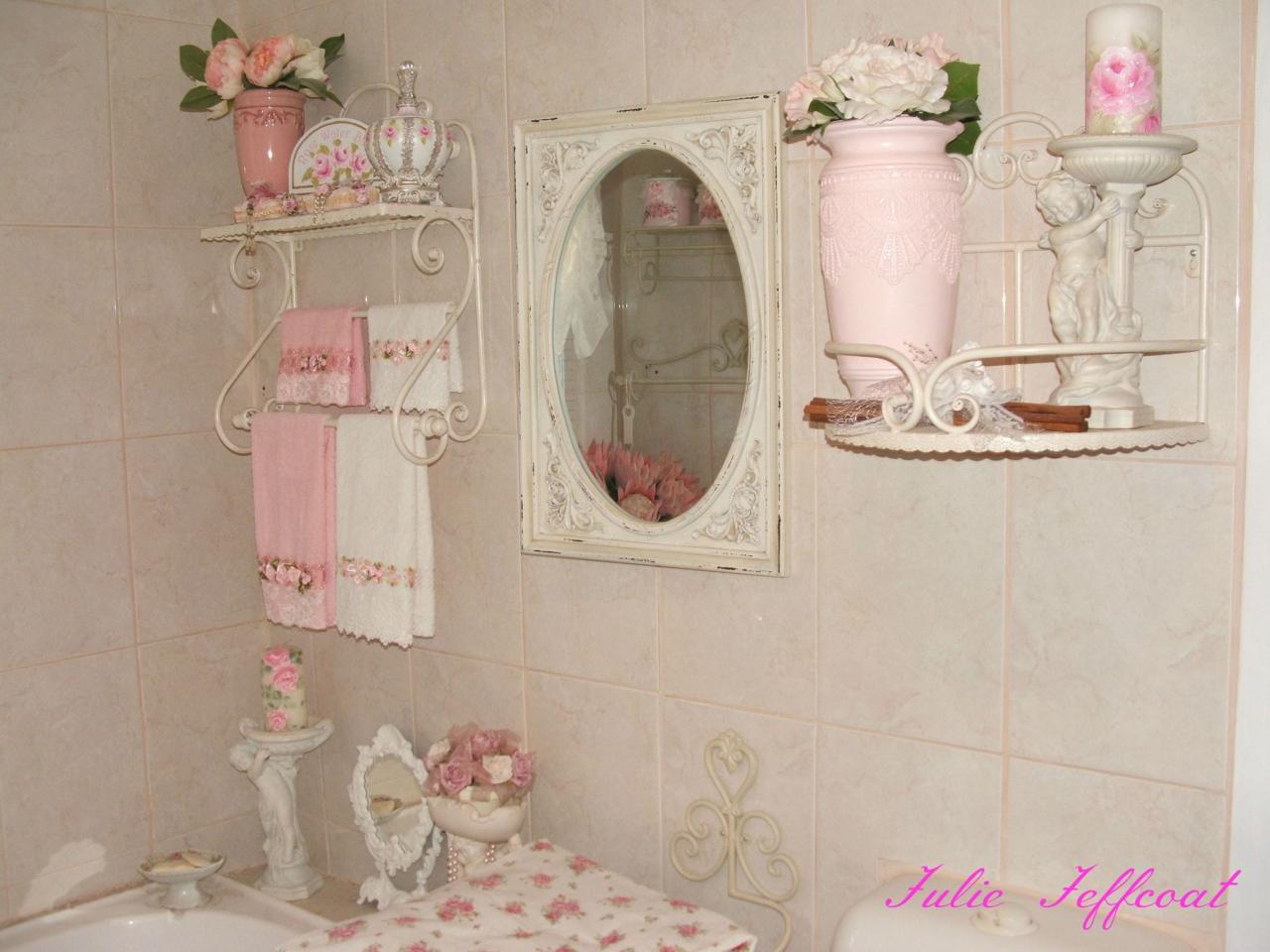 My shabby bathroom! Julie Jeffcoat Cottage Bathroom, Pink Bathroom