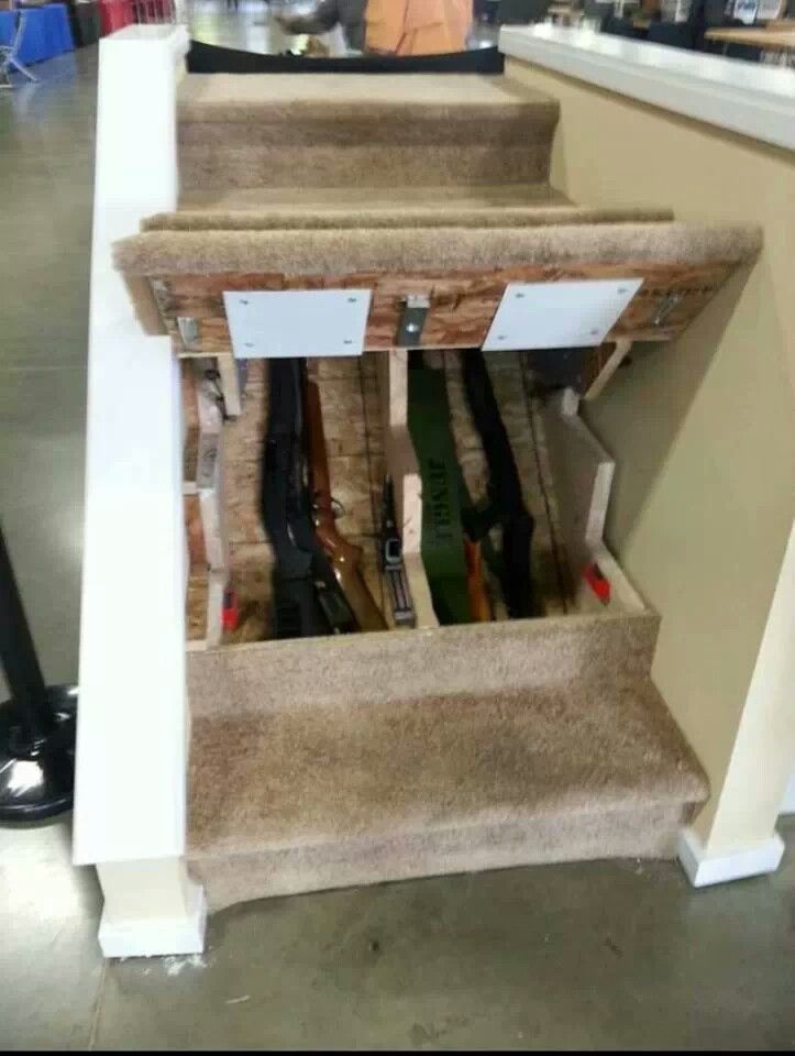 Hidden gun storage under the stairs. Hidden Gun Safe, Hidden Gun