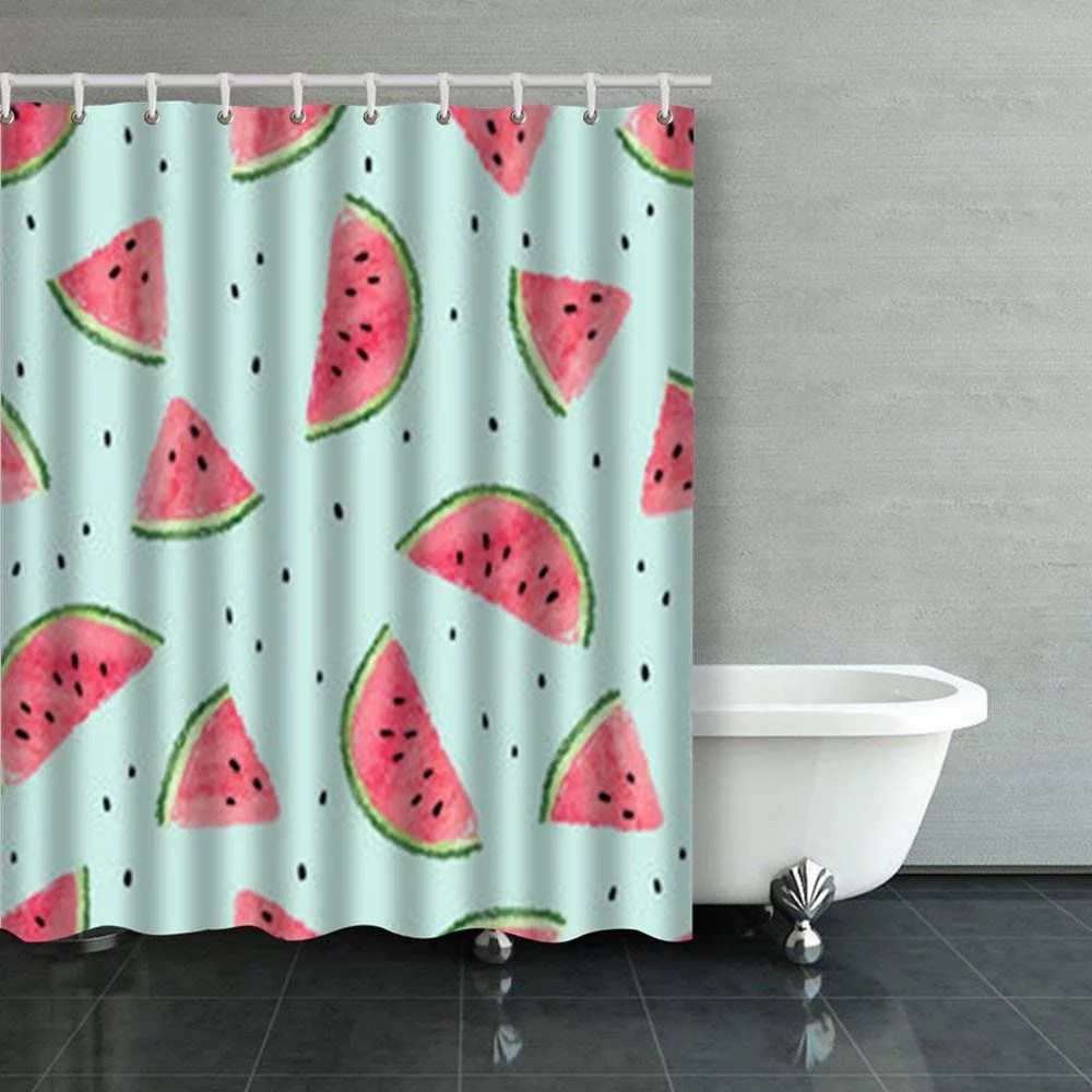 BPBOP Seamless Watermelon Pattern Summer Shower Curtains Bathroom