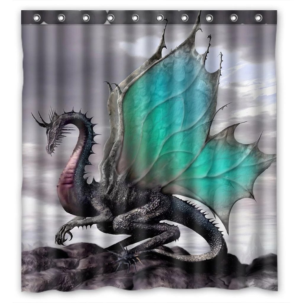 GCKG Creative Dragon Bathroom Shower Curtain, Shower Rings Included 100