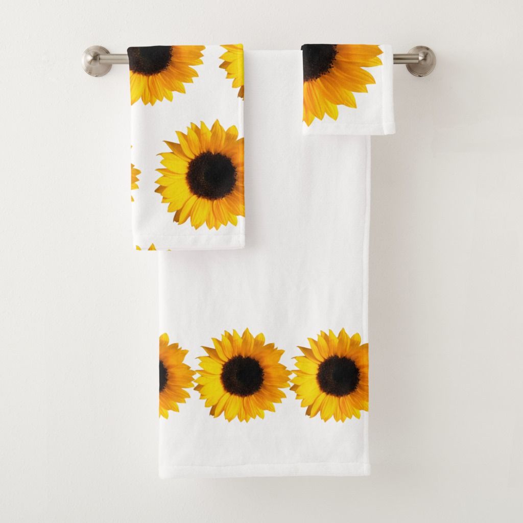 Sunflowers Bath Towel Set Floral bathroom decor, Bath