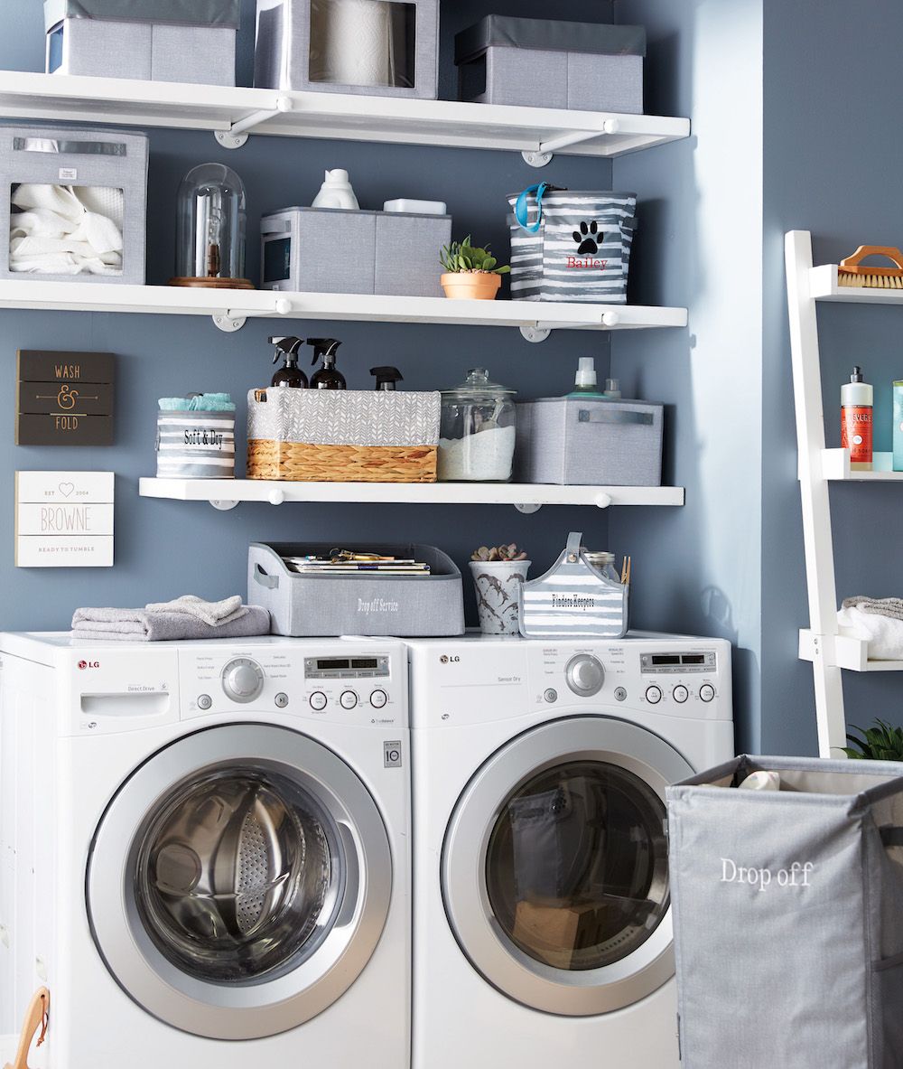 Storage solutions helped make this laundry room organized and super
