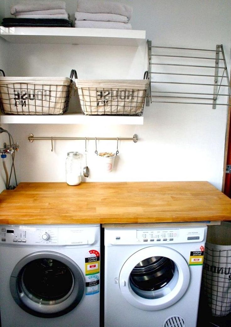 20+ Awesome Laundry Room Shelf Ideas with Hanging Rod