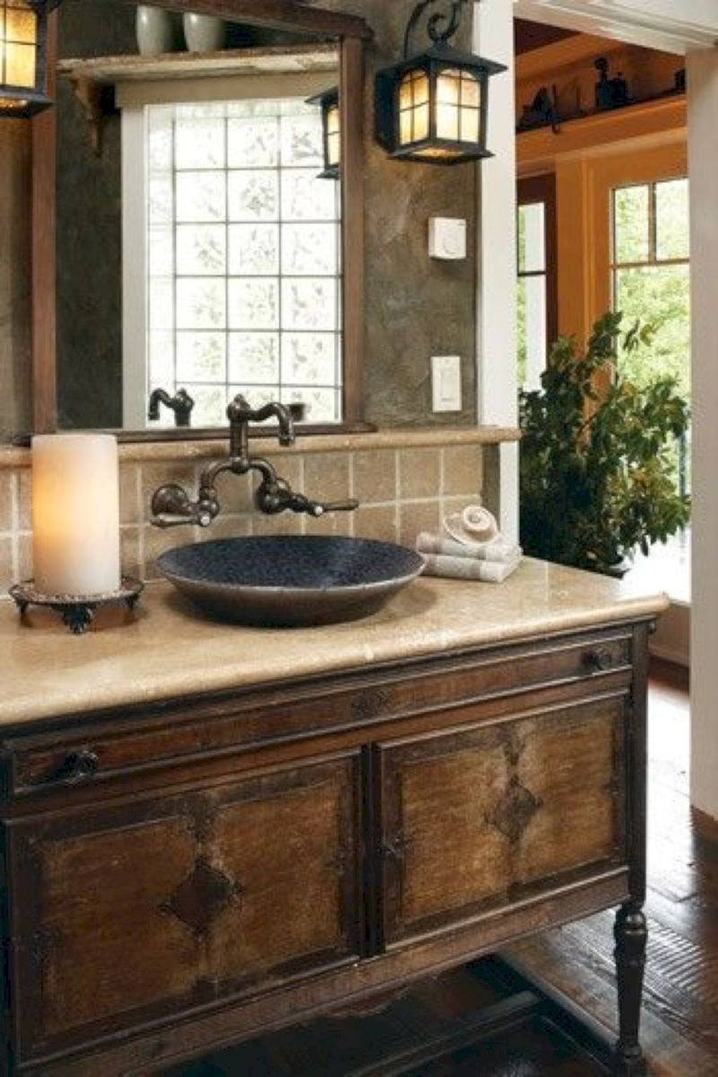 Vintage rustic bathroom decor ideas (43) Home, Bathroom sink design