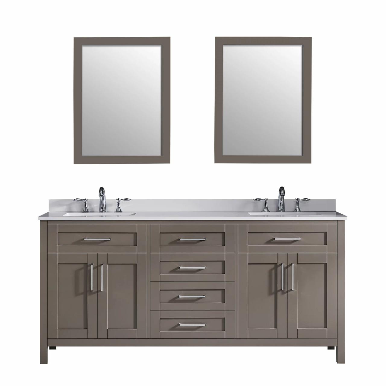 Ove Decors Tahoe 72 Saddle Brown Bathroom Double Sink Vanity with