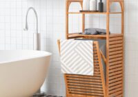 TiltOut Bamboo Laundry Hamper with 2 Tier Storage Shelf Floor