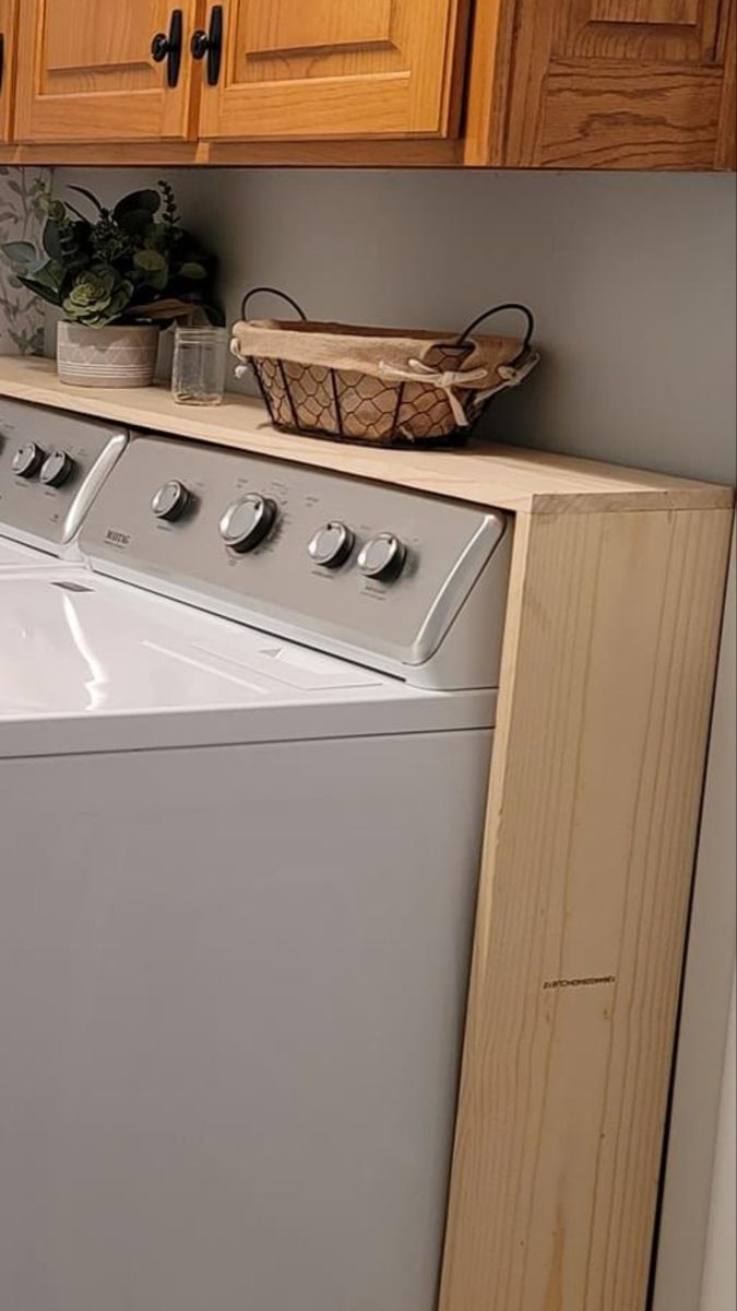 Simple shelf over washer and dryer Washer and dryer, Laundry room
