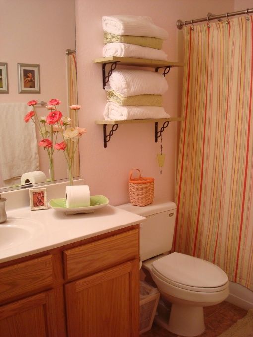 Pleasingly Pink (and Green) Bathroom Green bathroom accessories