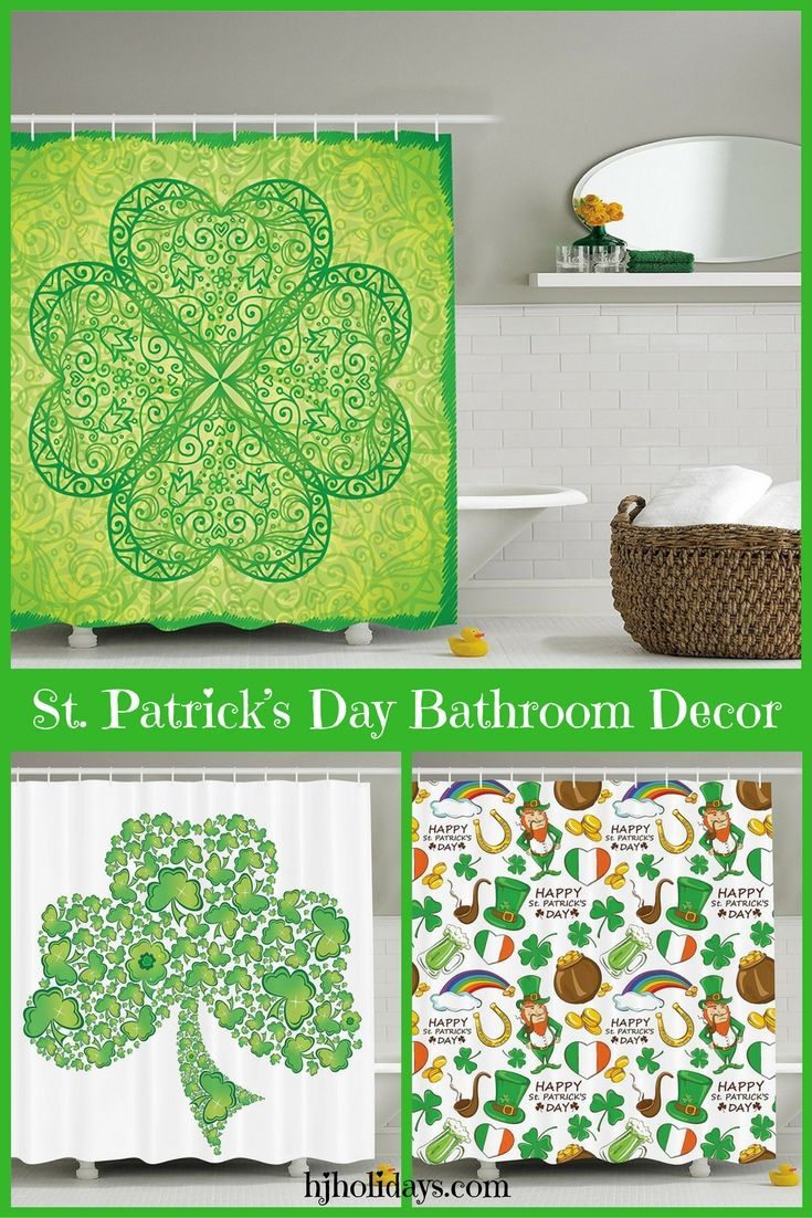 Green Irish Shamrock St. Patrick's Day Bathroom Decor Decor, Holiday