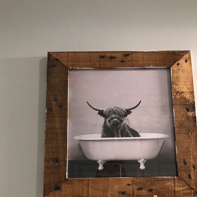 Highland Cow in a Vintage Bathtub Rustic Bath Style in Black Etsy