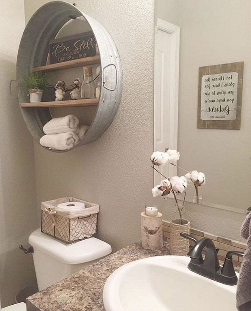 34 Awesome DIY Farmhouse Decoration Ideas Rustic bathroom decor, Easy